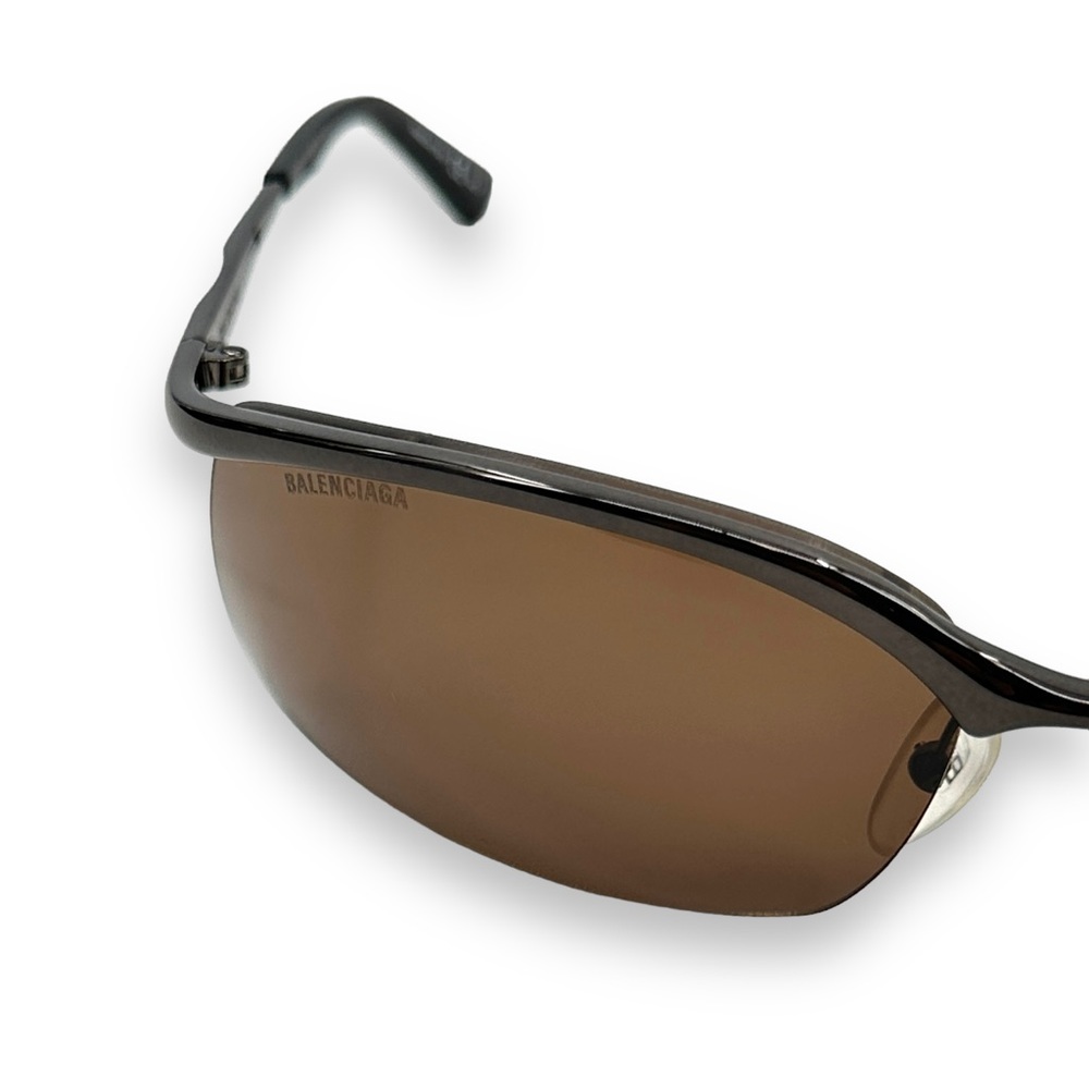 [sold] Balenciaga Black & Brown Y2K Style 70MM Rectangle Sunglasses - Picture 5 of 11